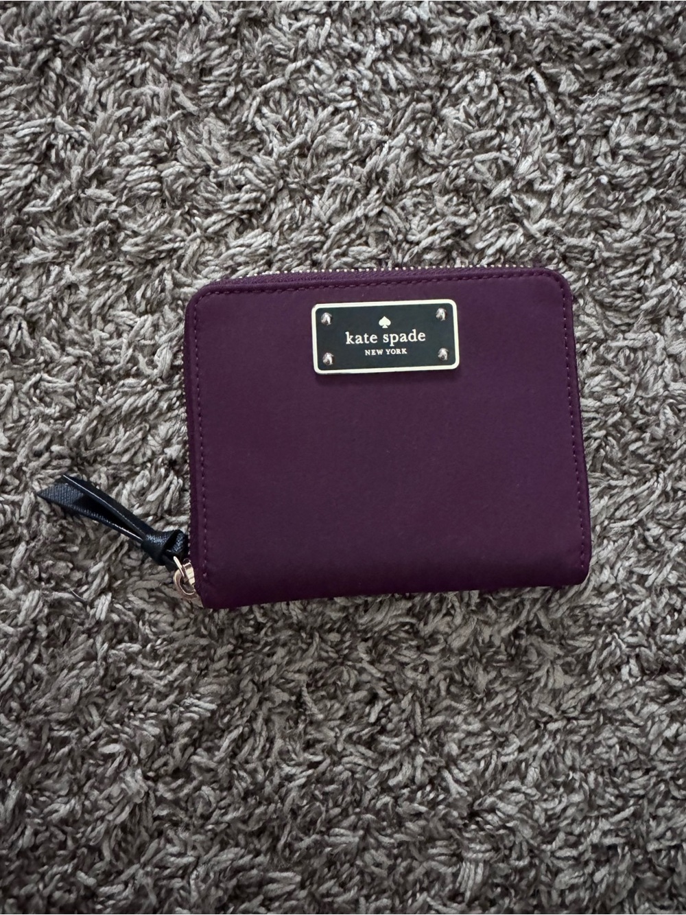 kate spade Plum-Burgundy Zip Wallet with Gold Plaque